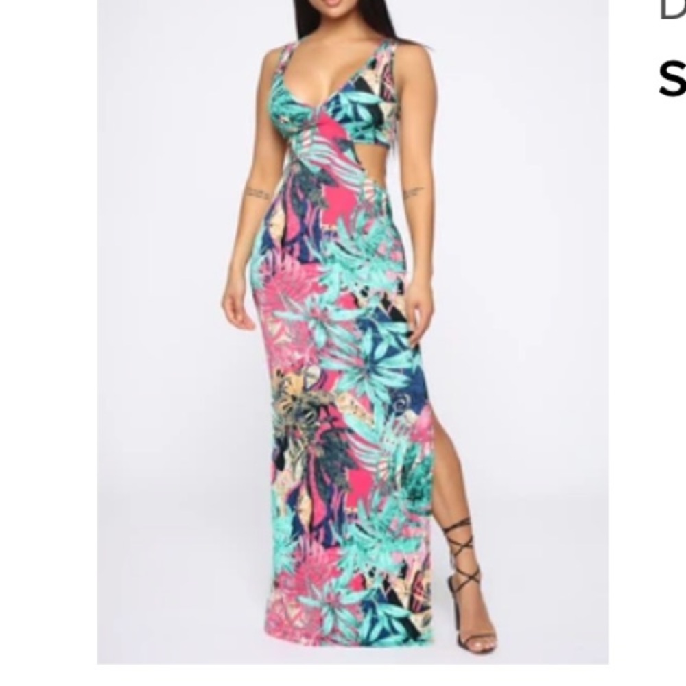 Tropical cutout maxi dress